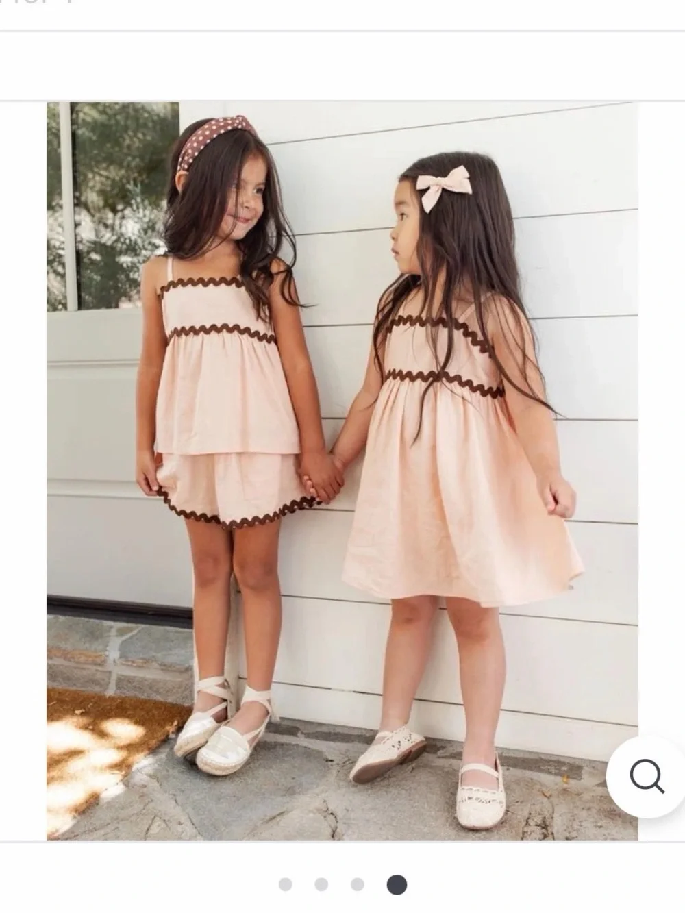 Rylee + Cru Light Pink Sundress with Brown Trim